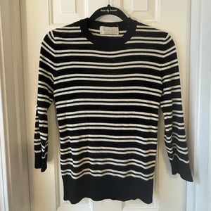 A.L.C. Black and White Striped Crewneck Sweater